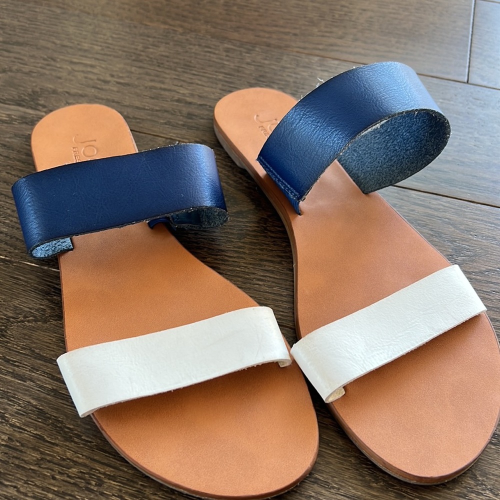 Joe Fresh Colorblock Blue White Slip On Sandals - Women's Size 8 - Picture 2 of 3